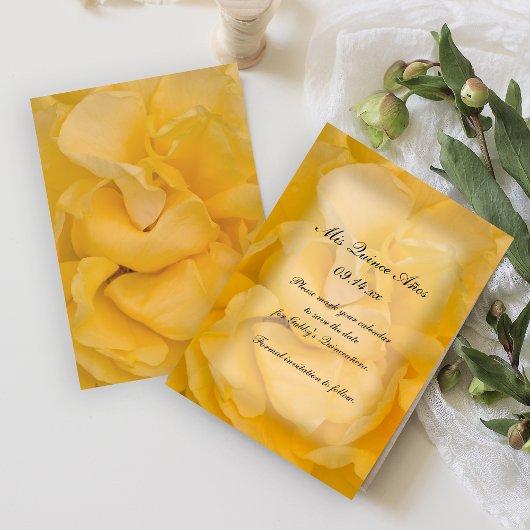 Yellow Rose Quinceañera Save the Date