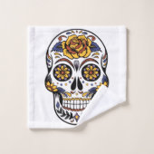 Yellow Rose Sugar Skull Badhandtuch Set (Waschlappen)