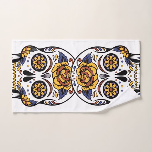 Yellow Rose Sugar Skull Badhandtuch Set (Handtuch)