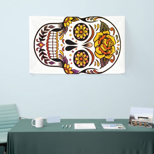Yellow Rose Sugar Skull Banner (Messeveranstaltung)