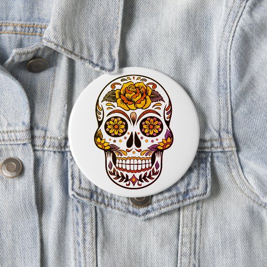 Yellow Rose Sugar Skull Button (Beispiel)