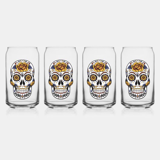Yellow Rose Sugar Skull Dosenglas (Vorderseite)
