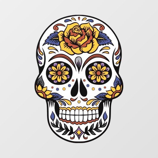 Yellow Rose Sugar Skull Fensteraufkleber (Blatt)