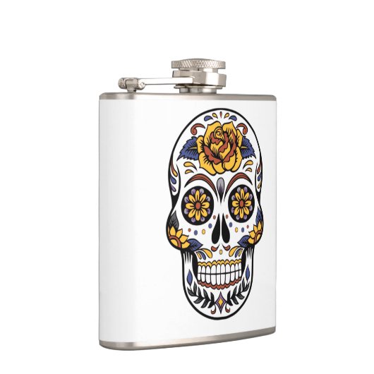 Yellow Rose Sugar Skull Flachmann (Rechts)