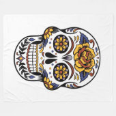 Yellow Rose Sugar Skull Fleecedecke (Vorderseite (Horizontal))
