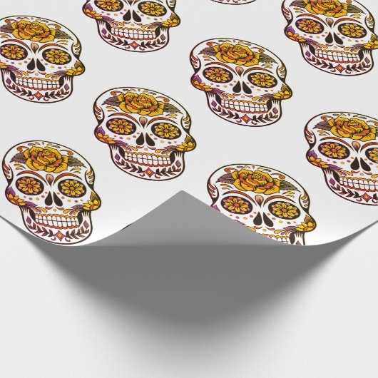 Yellow Rose Sugar Skull Geschenkpapier (Ecke)