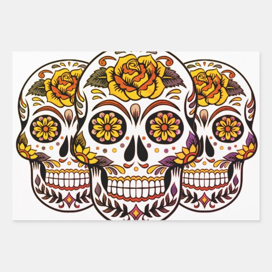 Yellow Rose Sugar Skull Geschenkpapier Set (Vorderseite)