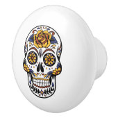 Yellow Rose Sugar Skull Keramikknauf (Rechts)