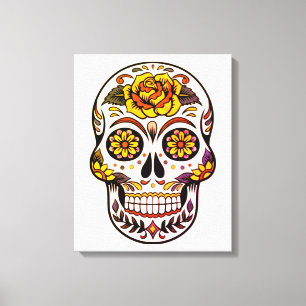 Yellow Rose Sugar Skull Leinwanddruck
