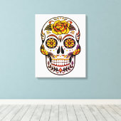 Yellow Rose Sugar Skull Leinwanddruck (Insitu (Holzboden))