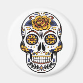 Yellow Rose Sugar Skull Magnet (Vorne)