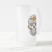 Yellow Rose Sugar Skull Mattglas Bierglas (VorderseiteRechts)