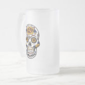Yellow Rose Sugar Skull Mattglas Bierglas (Vorderseite Links)