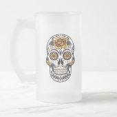 Yellow Rose Sugar Skull Mattglas Bierglas (Links)