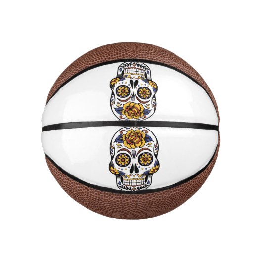 Yellow Rose Sugar Skull Mini Basketball (Vorderseite)