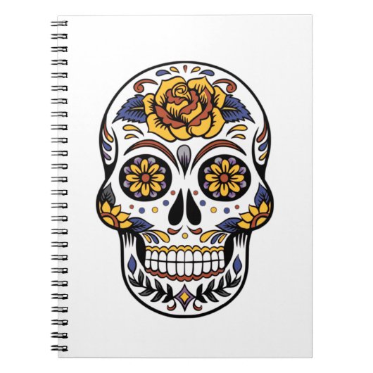 Yellow Rose Sugar Skull Notizblock (Vorderseite)