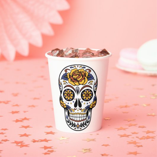 Yellow Rose Sugar Skull Pappbecher (Insitu)