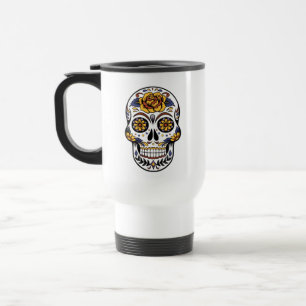 Yellow Rose Sugar Skull Reisebecher