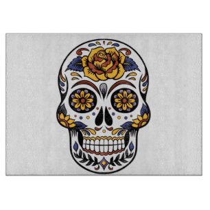 Yellow Rose Sugar Skull Schneidebrett