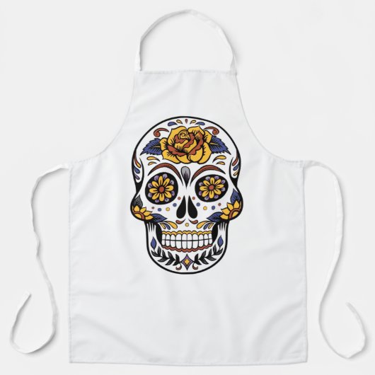 Yellow Rose Sugar Skull Schürze (Vorderseite)