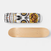 Yellow Rose Sugar Skull Skateboard (Horizontal)