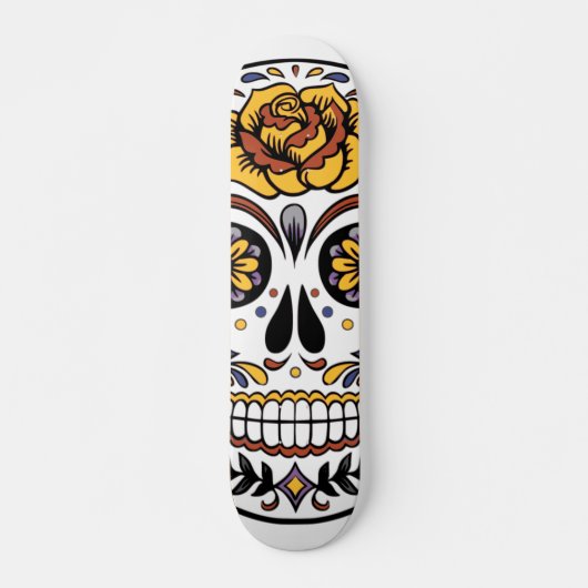 Yellow Rose Sugar Skull Skateboard (Vorne)