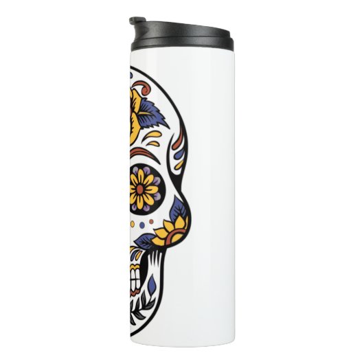 Yellow Rose Sugar Skull Thermosbecher (Nach rechts gedreht)