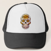 Yellow Rose Sugar Skull Truckerkappe (Vorderseite)
