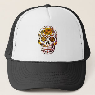 Yellow Rose Sugar Skull Truckerkappe