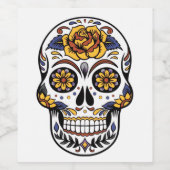 Yellow Rose Sugar Skull Weinetikett (Einzelnes Label)
