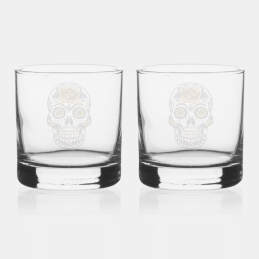 Yellow Rose Sugar Skull Whiskyglas (Rückseite)