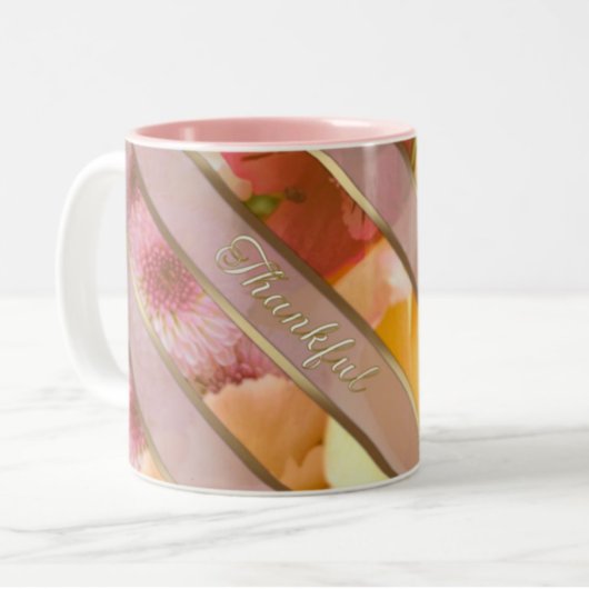 Yellow Rose Thankful Message Two-Tone Coffee Mug Zweifarbige Tasse