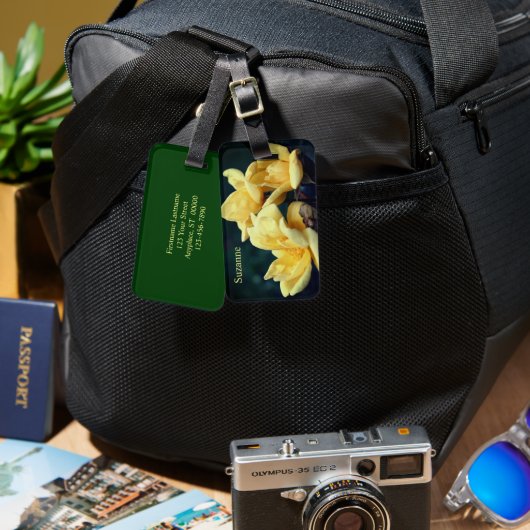 Yellow Rose Trio Personalisiert Gepäckanhänger (Vorderseite & Rückseite)