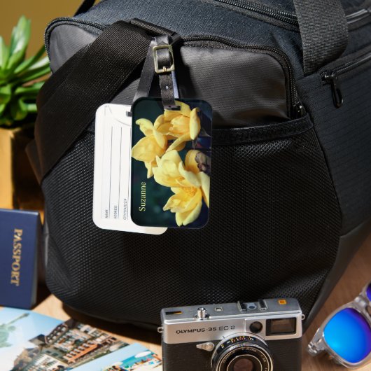 Yellow Rose Trio Personalisiert Gepäckanhänger (Vorderseite & Rückseite)