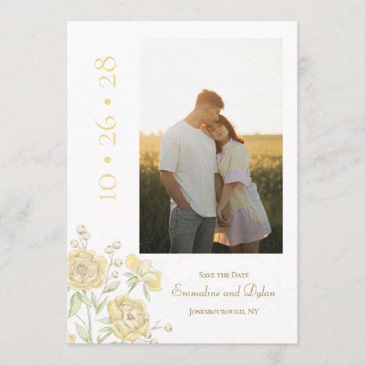 Yellow Rose Wedding Einladung (Vorderseite)