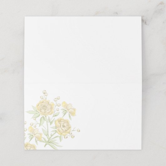 Yellow Rose Wedding Platzkarte (Außenseite Aufgefaltet)