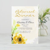 Yellow Rose Wedding Probe Dinner Card Einladung (Stehend Vorderseite)