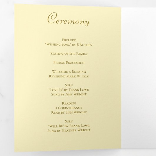 Yellow Rose Wedding Programs Dreifach-gefaltete Programmkarte (Innen Erste Seite)