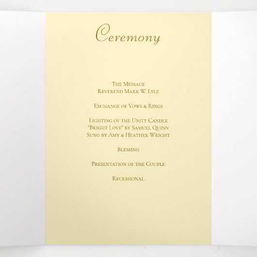 Yellow Rose Wedding Programs Dreifach-gefaltete Programmkarte (Innenseite Mitte)
