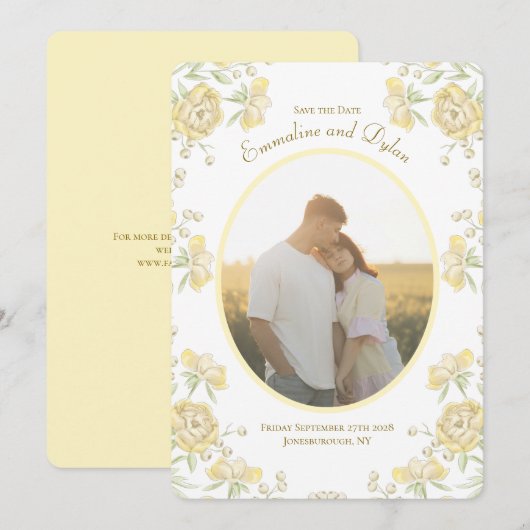 Yellow Rose Wedding Save the Date Einladung (Vorne/Hinten)