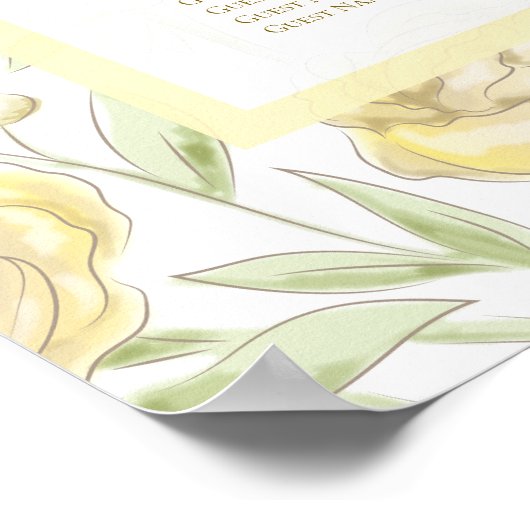 Yellow Rose Wedding Seating Chart Poster (Ecke)