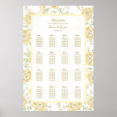 Yellow Rose Wedding Seating Chart Poster (Vorne)