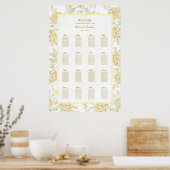 Yellow Rose Wedding Seating Chart Poster (Küche)