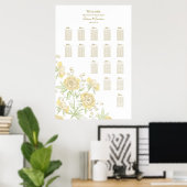 Yellow Rose Wedding Seating Chart Poster (Heimbüro)