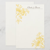 Yellow Rose Wedding Stationery Briefpapier (Vorne/Hinten)