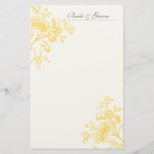 Yellow Rose Wedding Stationery Briefpapier (Vorderseite)