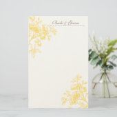 Yellow Rose Wedding Stationery Briefpapier (Stehend Vorderseite)