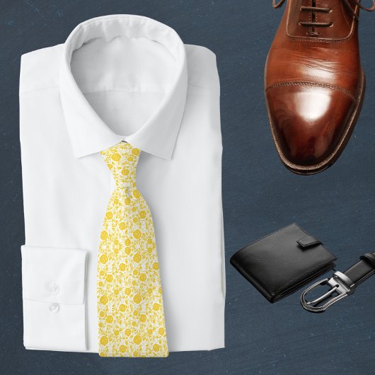 Yellow Roses and leaves pattern Krawatte