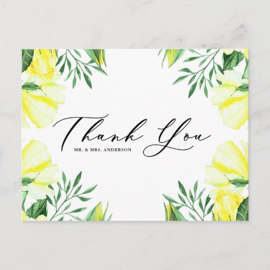 Yellow Roses and Peonies Bouquet Wedding Vielen Da Postkarte (Vorderseite)