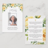 Yellow Roses Beerdigungsgebet Mitteilungskarte (Vorne/Hinten)